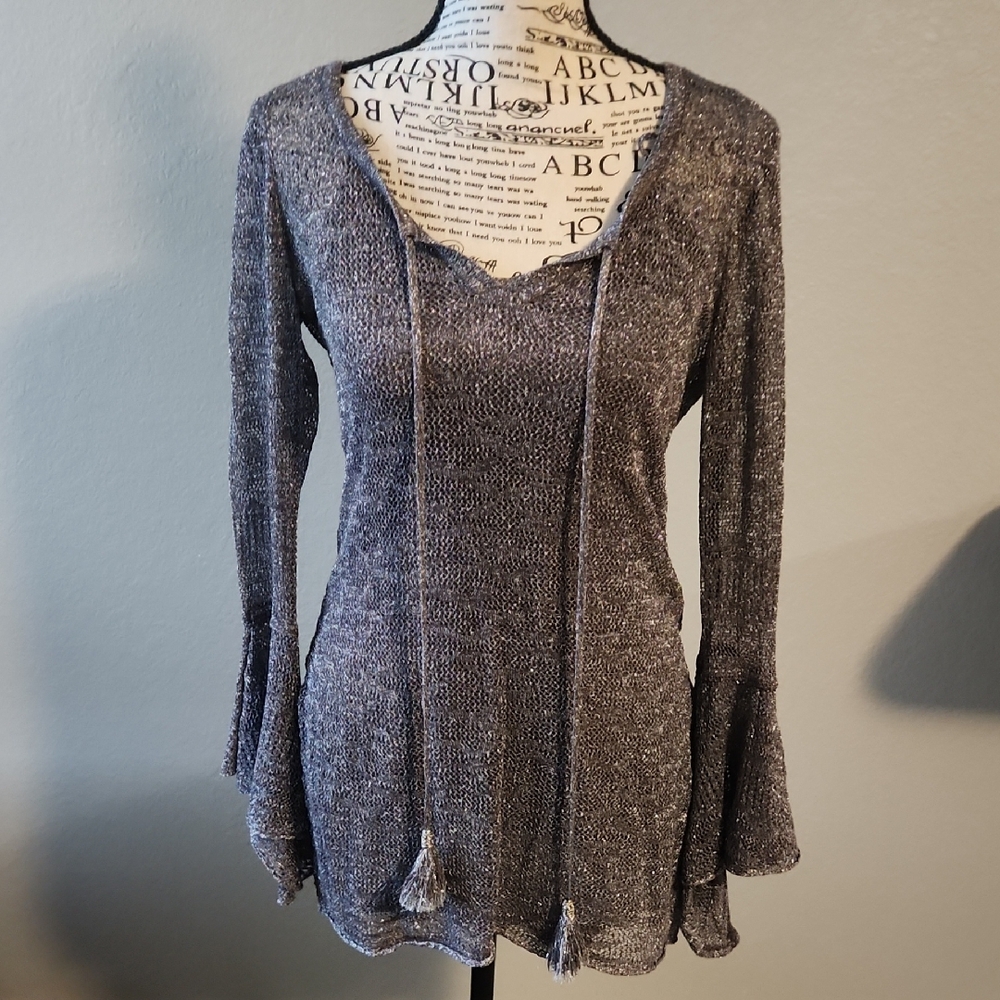 White House Black Market Metallic Gray Tunic